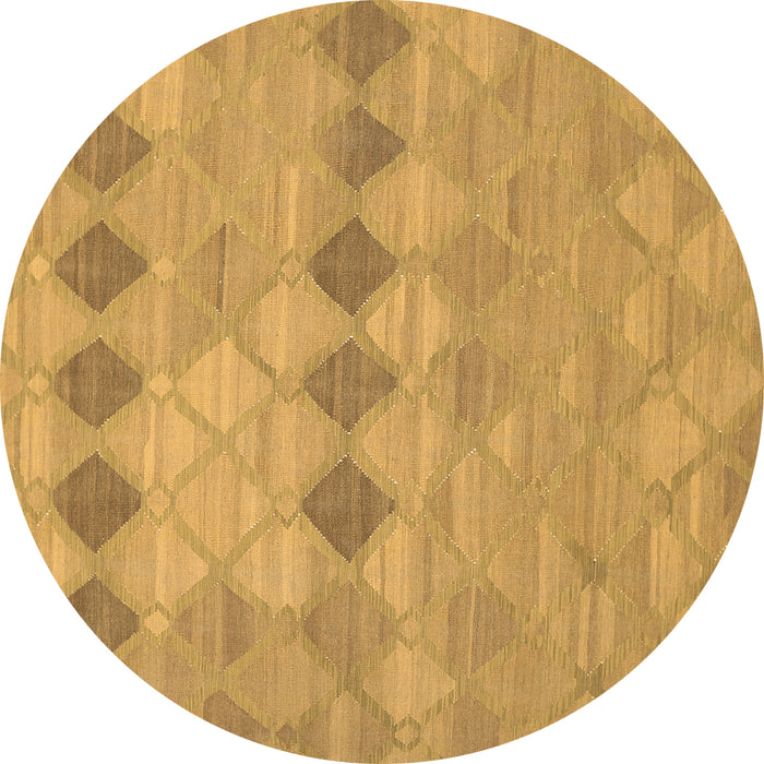 Round Machine Washable Southwestern Brown Country Rug, wshcon766brn