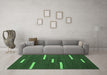 Machine Washable Abstract Emerald Green Contemporary Area Rugs in a Living Room,, wshcon767emgrn