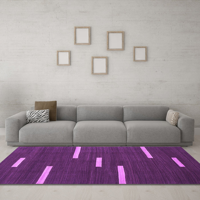 Machine Washable Abstract Purple Contemporary Area Rugs in a Living Room, wshcon767pur