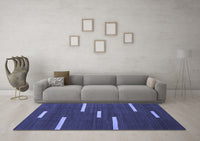 Machine Washable Abstract Blue Contemporary Rug, wshcon767blu