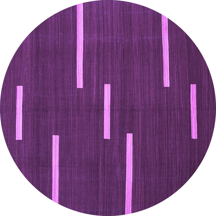 Round Abstract Purple Contemporary Rug, con767pur