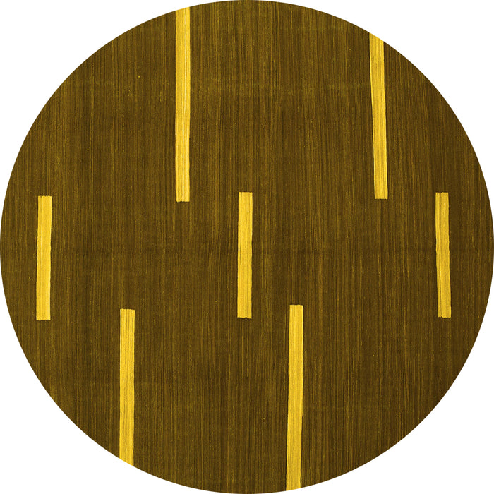 Round Machine Washable Abstract Yellow Contemporary Rug, wshcon767yw