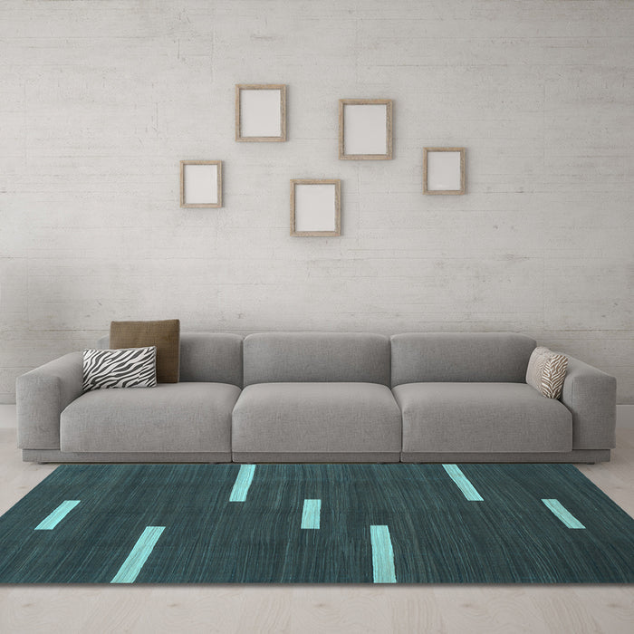 Machine Washable Abstract Light Blue Contemporary Rug in a Living Room, wshcon767lblu