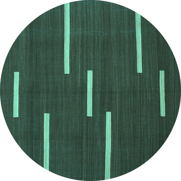 Round Machine Washable Abstract Turquoise Contemporary Area Rugs, wshcon767turq