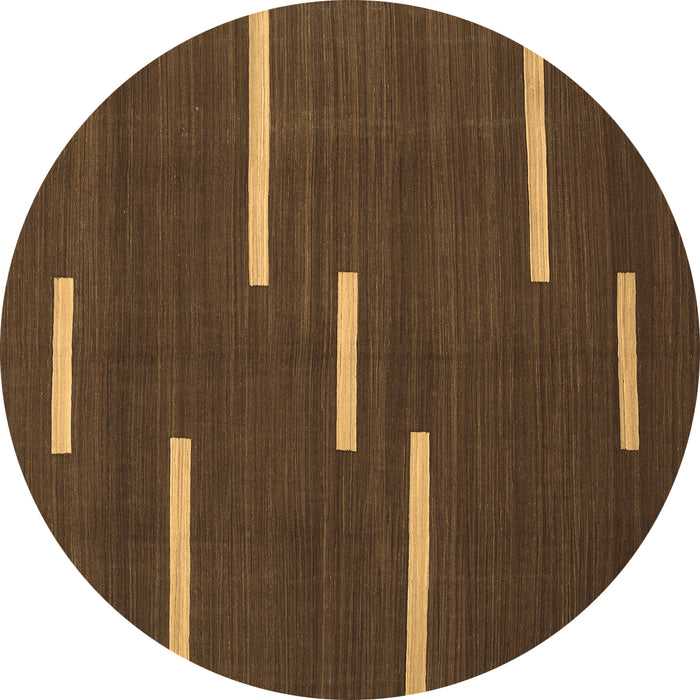 Round Abstract Brown Contemporary Rug, con767brn