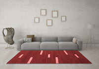 Machine Washable Abstract Red Contemporary Rug, wshcon767red