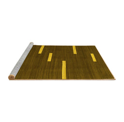 Sideview of Machine Washable Abstract Yellow Contemporary Rug, wshcon767yw