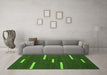 Machine Washable Abstract Green Contemporary Area Rugs in a Living Room,, wshcon767grn