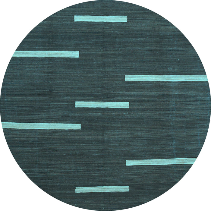 Round Abstract Light Blue Contemporary Rug, con767lblu