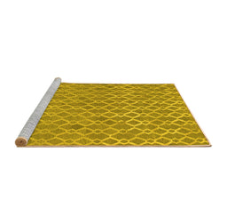 Sideview of Machine Washable Abstract Yellow Contemporary Rug, wshcon768yw