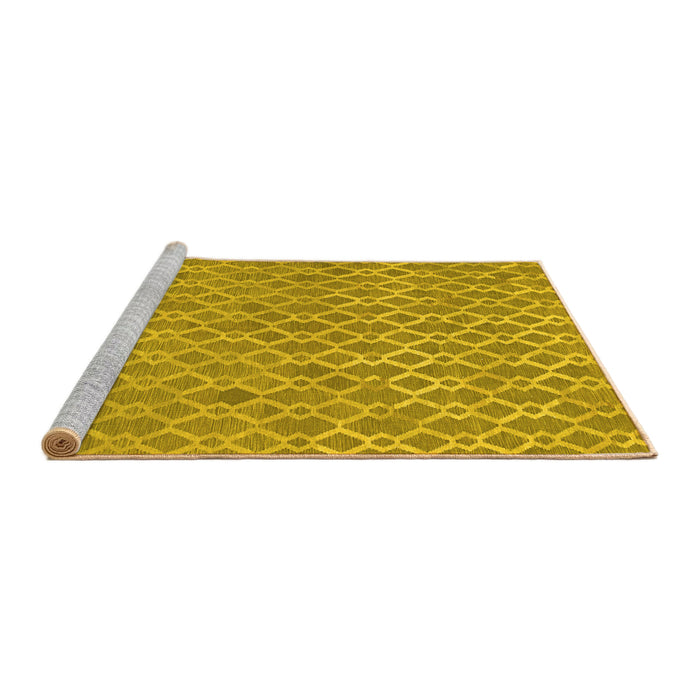Sideview of Machine Washable Abstract Yellow Contemporary Rug, wshcon768yw
