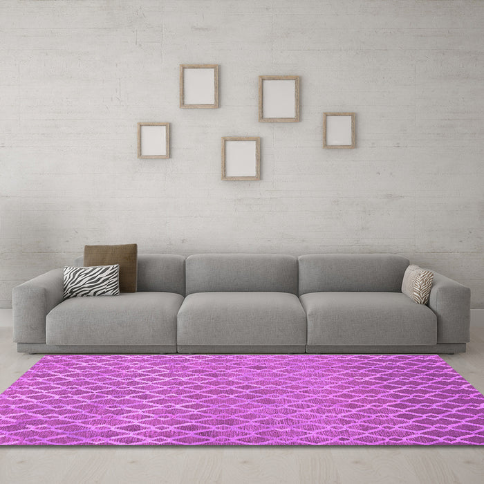 Machine Washable Abstract Purple Contemporary Area Rugs in a Living Room, wshcon768pur