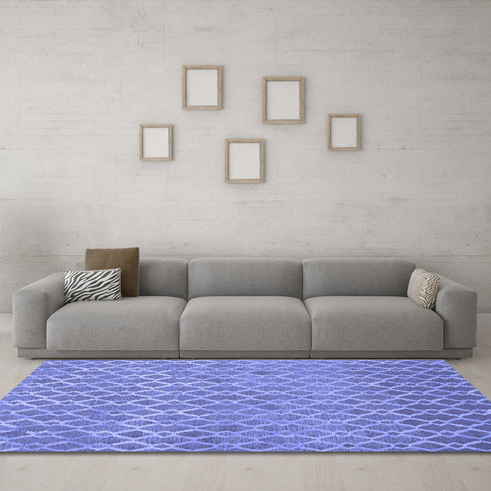 Machine Washable Abstract Blue Contemporary Rug in a Living Room, wshcon768blu