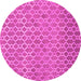 Round Abstract Pink Contemporary Rug, con768pnk