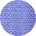 Round Abstract Blue Contemporary Rug, con768blu