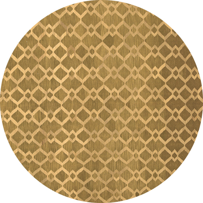 Round Abstract Brown Contemporary Rug, con768brn