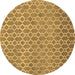 Round Abstract Brown Contemporary Rug, con768brn