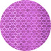 Round Machine Washable Abstract Purple Contemporary Area Rugs, wshcon768pur