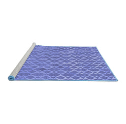 Sideview of Machine Washable Abstract Blue Contemporary Rug, wshcon768blu