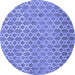 Round Machine Washable Abstract Blue Contemporary Rug, wshcon768blu