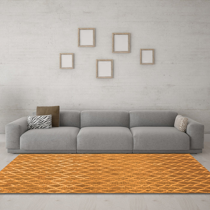 Machine Washable Abstract Orange Contemporary Area Rugs in a Living Room, wshcon768org