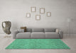 Machine Washable Abstract Turquoise Contemporary Area Rugs in a Living Room,, wshcon768turq