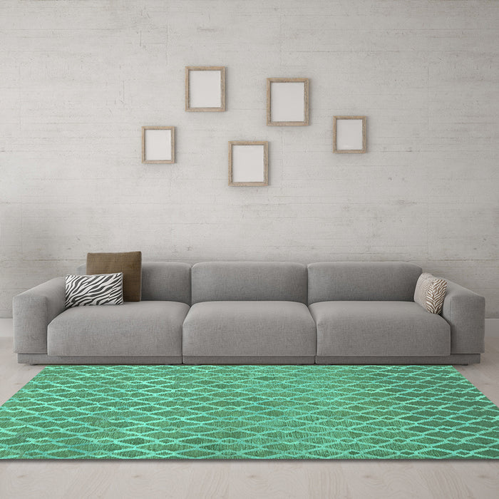 Machine Washable Abstract Turquoise Contemporary Area Rugs in a Living Room,, wshcon768turq