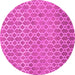 Round Machine Washable Abstract Pink Contemporary Rug, wshcon768pnk