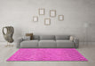 Machine Washable Abstract Pink Contemporary Rug in a Living Room, wshcon768pnk