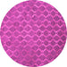 Round Machine Washable Abstract Pink Contemporary Rug, wshcon769pnk