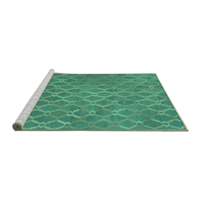 Sideview of Machine Washable Abstract Turquoise Contemporary Area Rugs, wshcon769turq