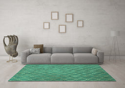 Machine Washable Abstract Turquoise Contemporary Area Rugs in a Living Room,, wshcon769turq