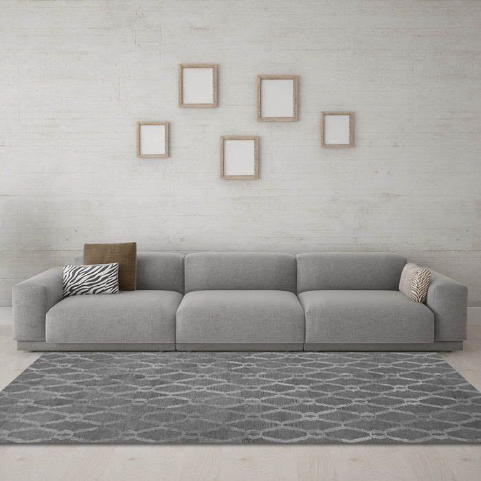 Machine Washable Abstract Gray Contemporary Rug in a Living Room,, wshcon769gry