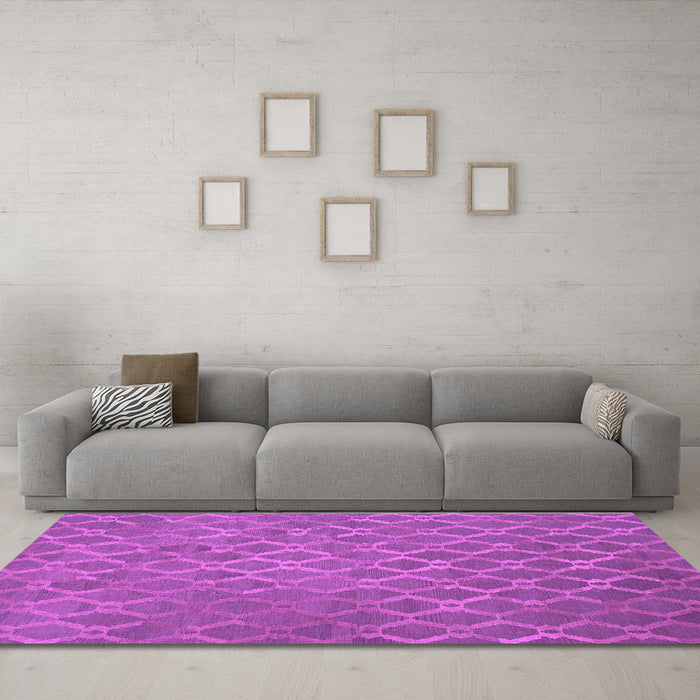 Machine Washable Abstract Purple Contemporary Area Rugs in a Living Room, wshcon769pur