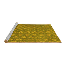 Sideview of Machine Washable Abstract Yellow Contemporary Rug, wshcon769yw