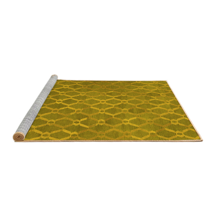 Sideview of Machine Washable Abstract Yellow Contemporary Rug, wshcon769yw