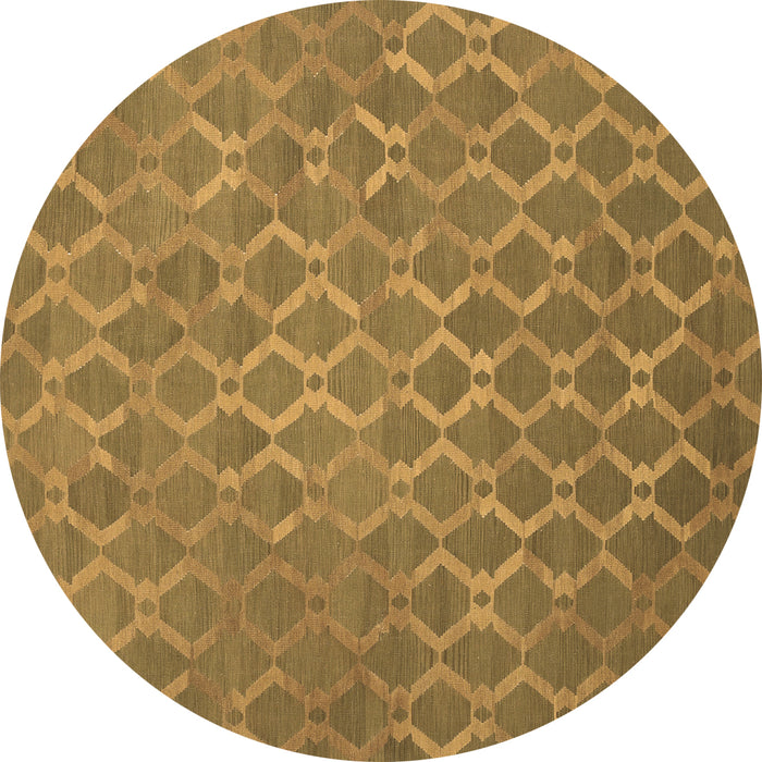 Round Abstract Brown Contemporary Rug, con769brn