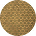 Round Abstract Brown Contemporary Rug, con769brn