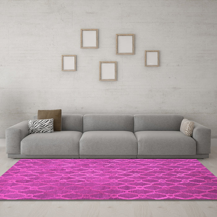 Machine Washable Abstract Pink Contemporary Rug in a Living Room, wshcon769pnk