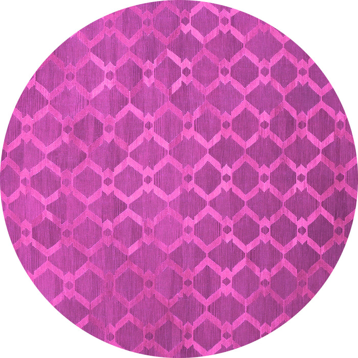 Round Abstract Pink Contemporary Rug, con769pnk
