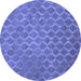 Round Machine Washable Abstract Blue Contemporary Rug, wshcon769blu