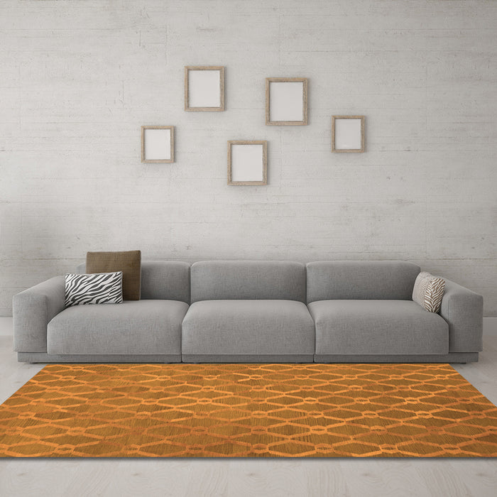 Machine Washable Abstract Orange Contemporary Area Rugs in a Living Room, wshcon769org