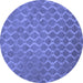 Round Abstract Blue Contemporary Rug, con769blu