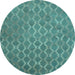 Round Abstract Light Blue Contemporary Rug, con769lblu