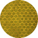 Round Abstract Yellow Contemporary Rug, con769yw