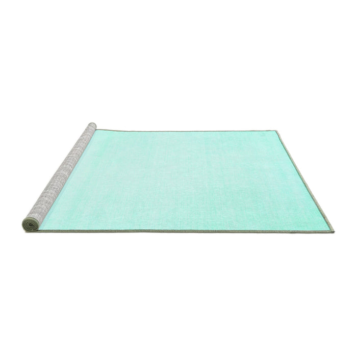 Sideview of Machine Washable Solid Turquoise Modern Area Rugs, wshcon76turq