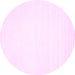 Round Machine Washable Solid Pink Modern Rug, wshcon76pnk