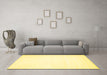 Machine Washable Solid Yellow Modern Rug in a Living Room, wshcon76yw