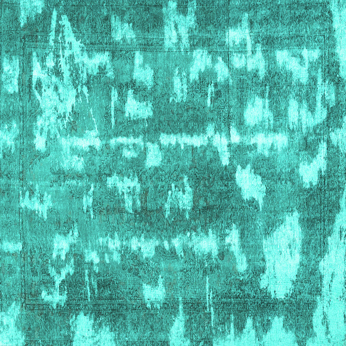 Square Machine Washable Abstract Turquoise Contemporary Area Rugs, wshcon770turq