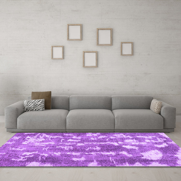 Machine Washable Abstract Purple Contemporary Area Rugs in a Living Room, wshcon770pur